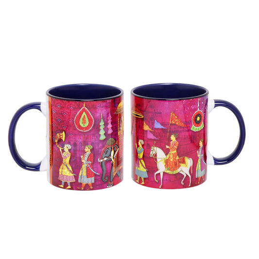 Printed Rajasthani Coffee Mug Set Of 2 Pink By Trendia Decor