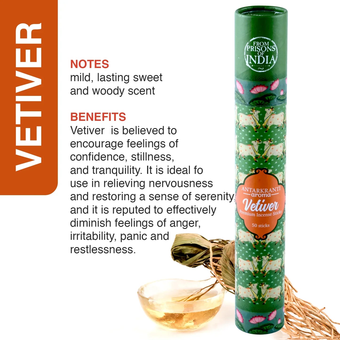 Sacred Life Yoga Incense Sticks Vetiver - PRISONS OF INDIA