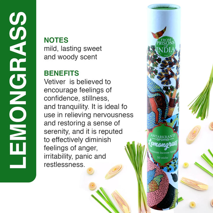 Sacred Life Incense Sticks Lemongrass - PRISONS OF INDIA