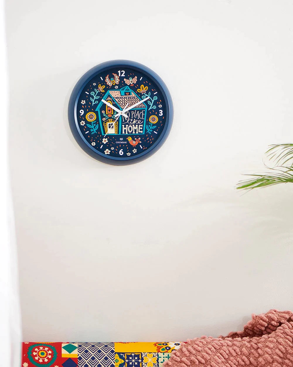 Chumbak No Place Like Home Wall Clock - Navy Blue Rim - Chumbak