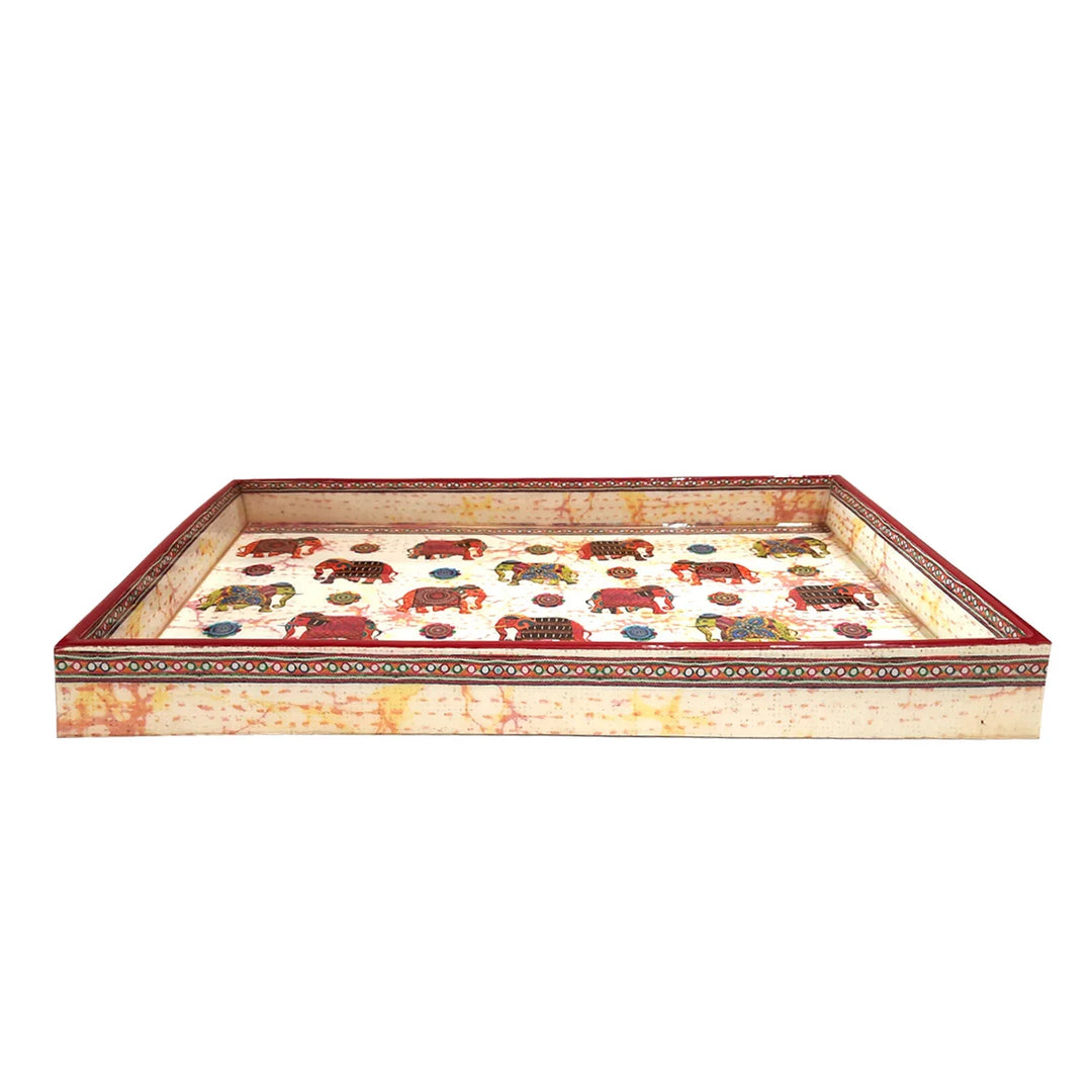 Colourful Elephants Large Serving Tray By Trendia Decor