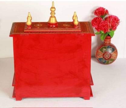 Wood Home Temple (Blue_9 Inch X 18 Inch X 22 Inch) - Kamdhenu art and craft