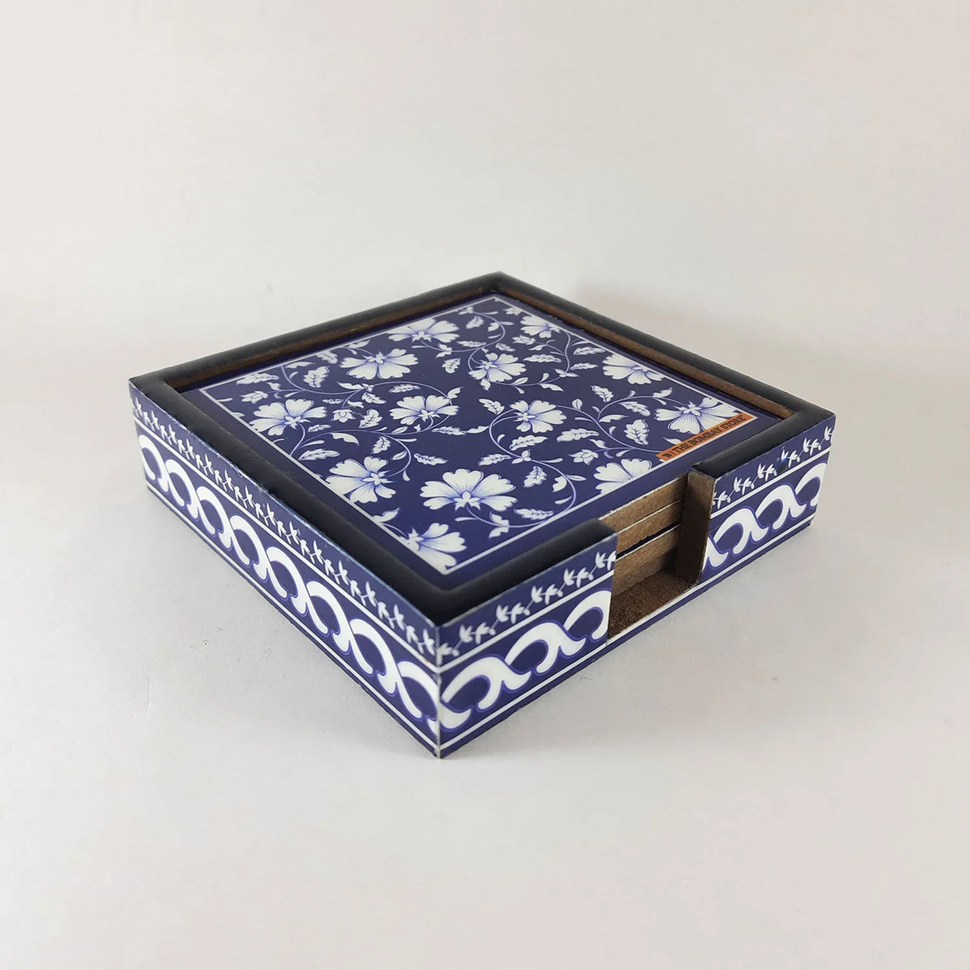 'Blue Pottery' Wooden Coasters Set Of 4 By Trendia Decor