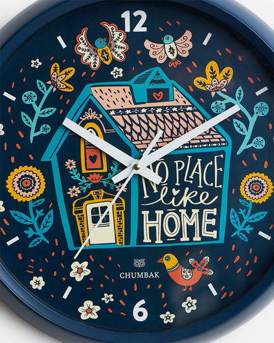 Chumbak No Place Like Home Wall Clock - Navy Blue Rim - Chumbak