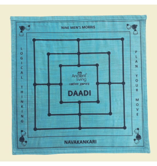 Daadi game / Navakankari / Nine men's morris board game (Crafted in Jabalpur Silk)