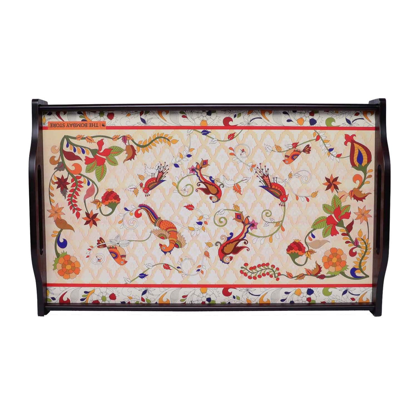 Wooden Breakfast Tray With Kalamkari Work By Trendia Decor