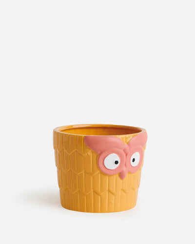 The Wise Owl Planter, Medium - Yellow - Chumbak