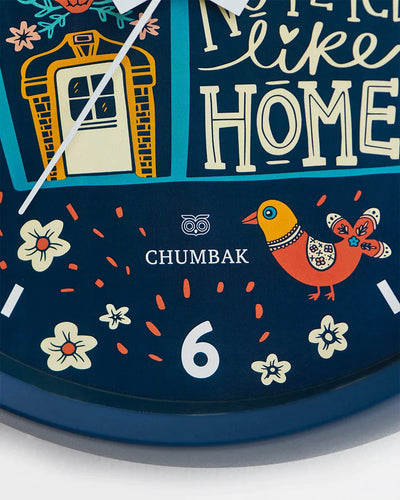 Chumbak No Place Like Home Wall Clock - Navy Blue Rim - Chumbak