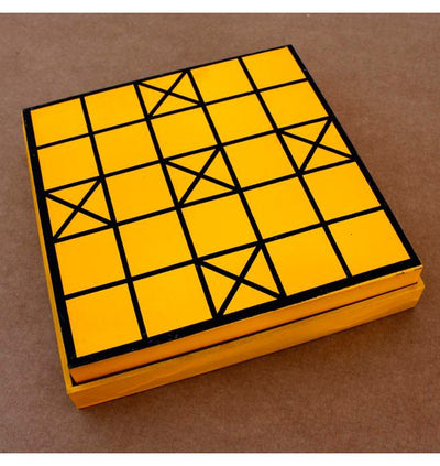 Ashta Chamma and Daadi Wooden Board Games - 2 in 1 Yellow