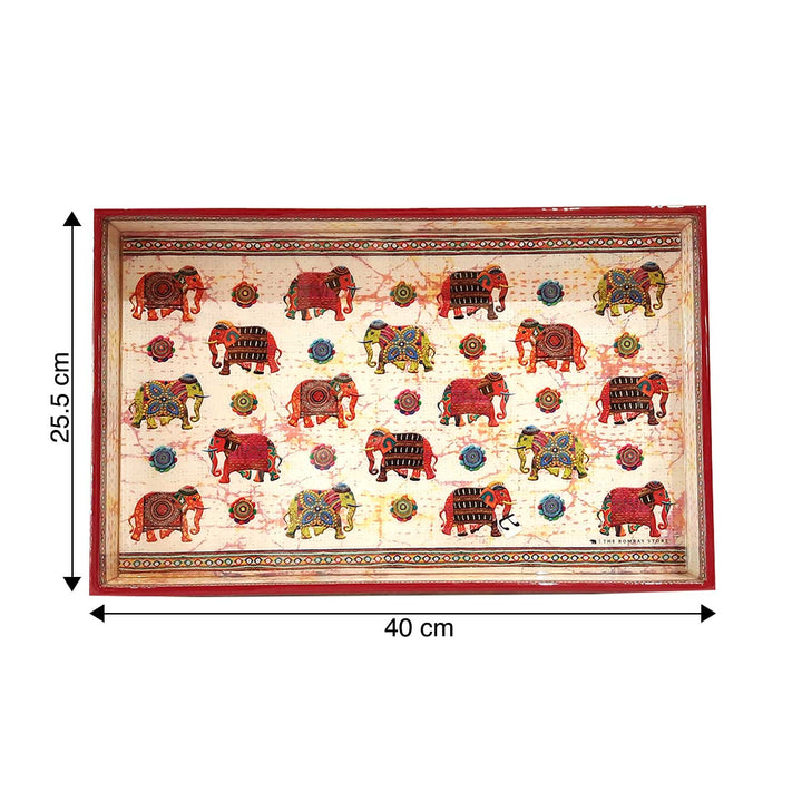 Colourful Elephants Large Serving Tray By Trendia Decor