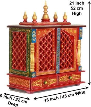 Wood Home Temple (Blue_9 Inch X 18 Inch X 22 Inch) - Kamdhenu art and craft