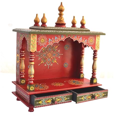 Wooden Temple/Home Temple/Pooja Mandir/Pooja Mandap/Temple for Home (18MO) - Kamdhenu art and craft