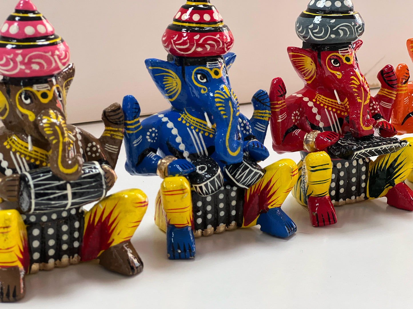 Artisanal Musical Ganeshas Home Decor Set Of 6 - Kondapalli Toys