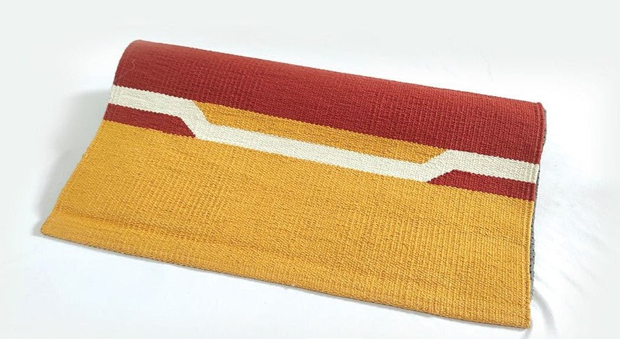 COTTON YOGA MAT - Orange with Yellow border