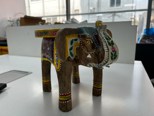 Handpainted Elephant Stool For Home Decor - Kondapalli Toys