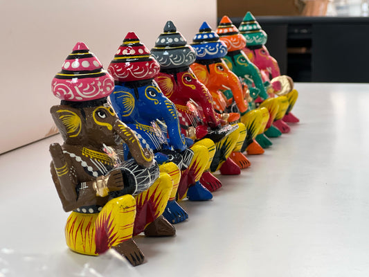 Artisanal Musical Ganeshas Home Decor Set Of 6 - Kondapalli Toys