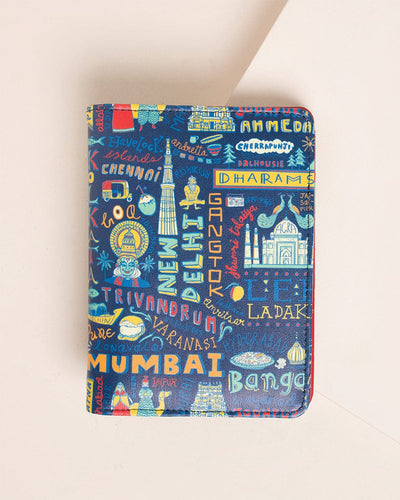 Travel Diaries Blue Passport Holder - Chumbak