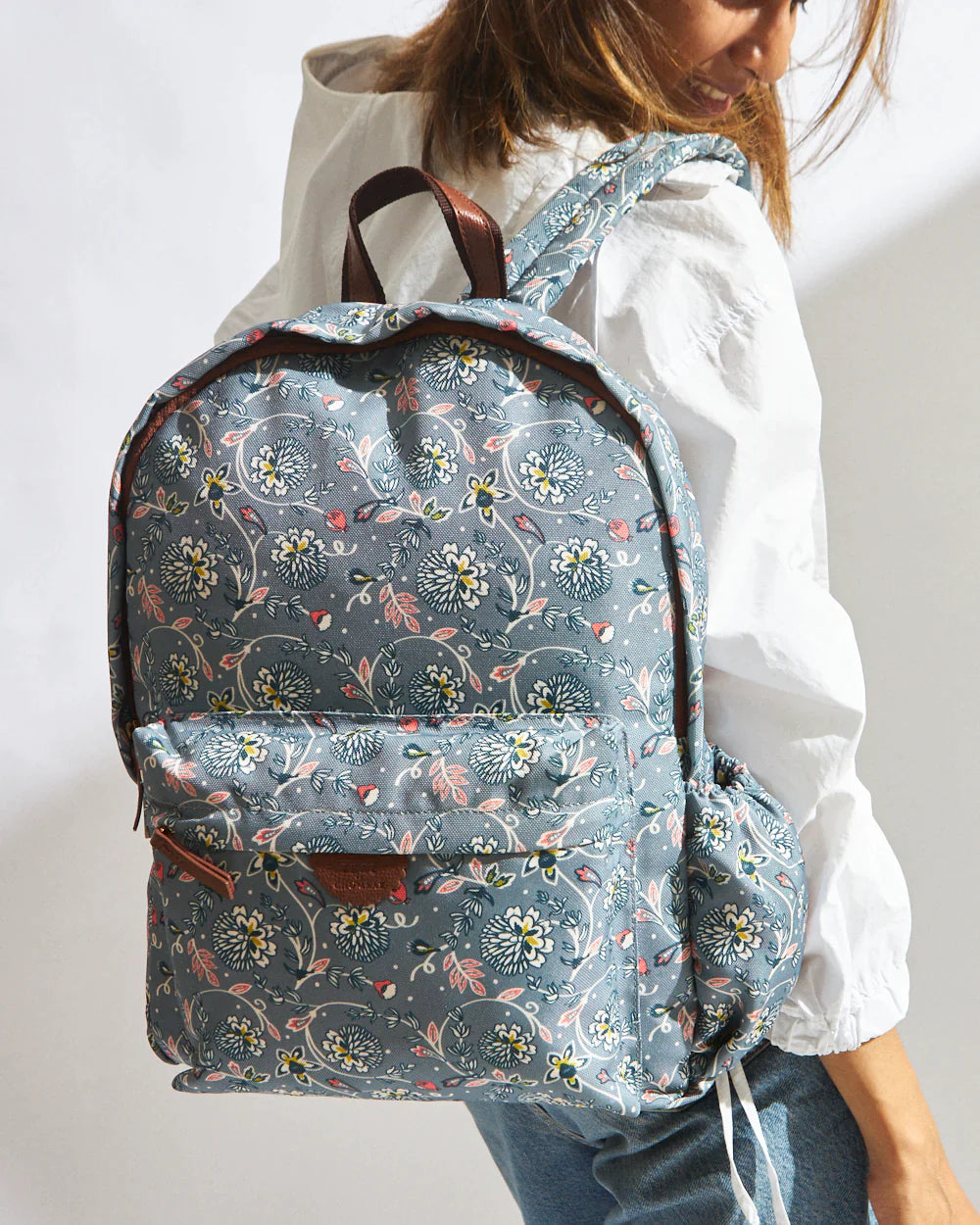 Teal By Chumbak Grey Bloom Laptop Backpack - Chumbak