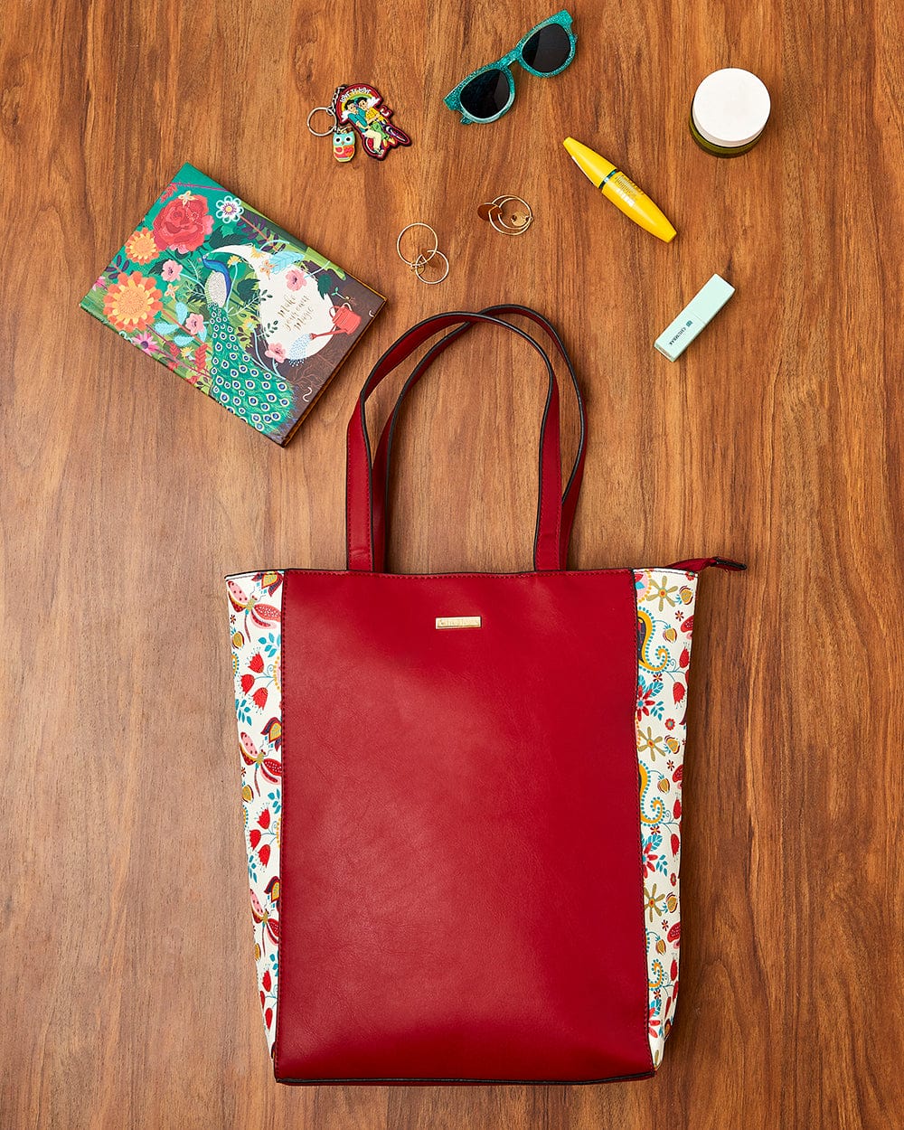 India Boho Tote Bag-Red - Chumbak