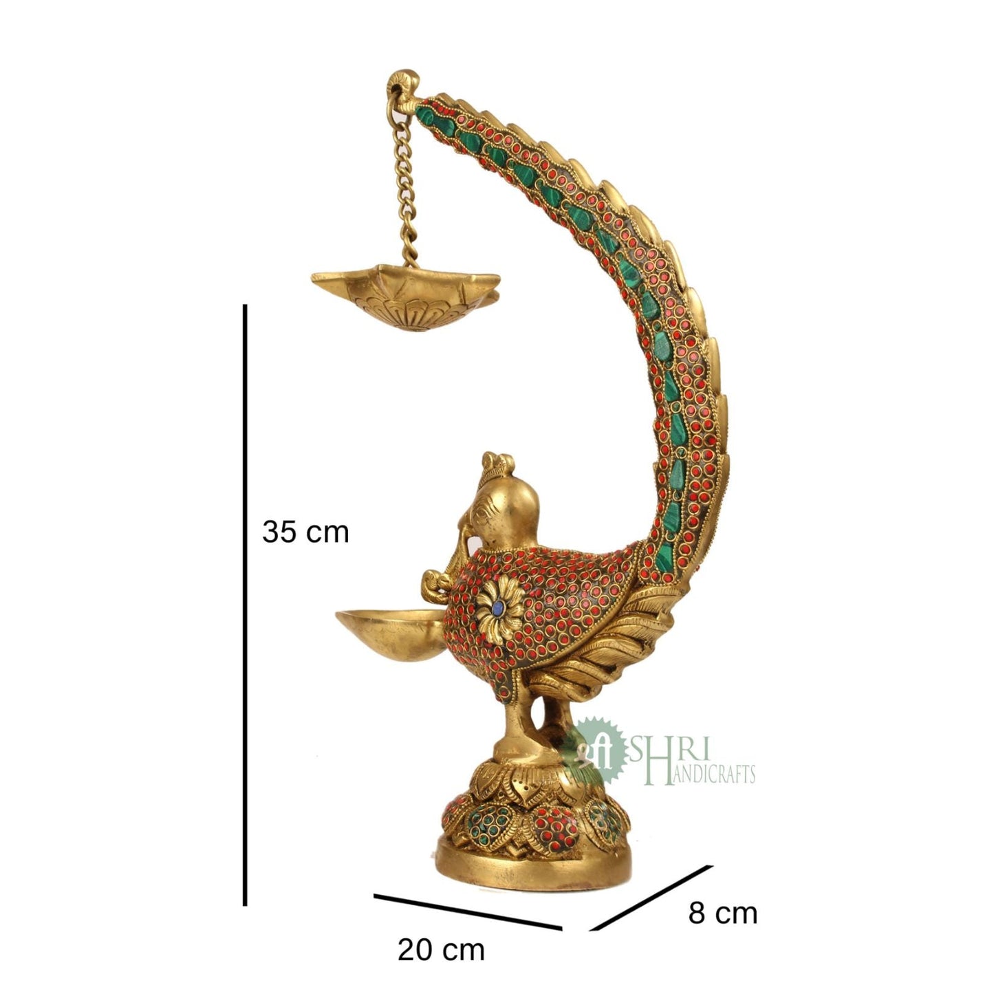 BRASS DEEPAK BIRD STONE WORK