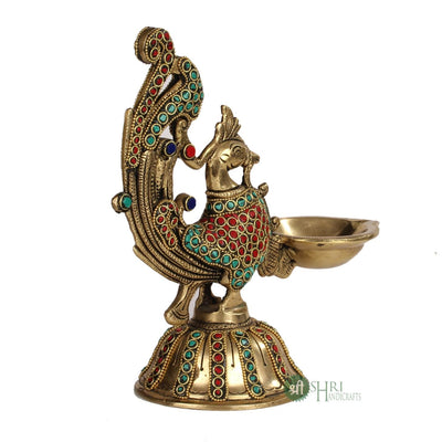 BRASS DEEPAK WITH STONE WORK