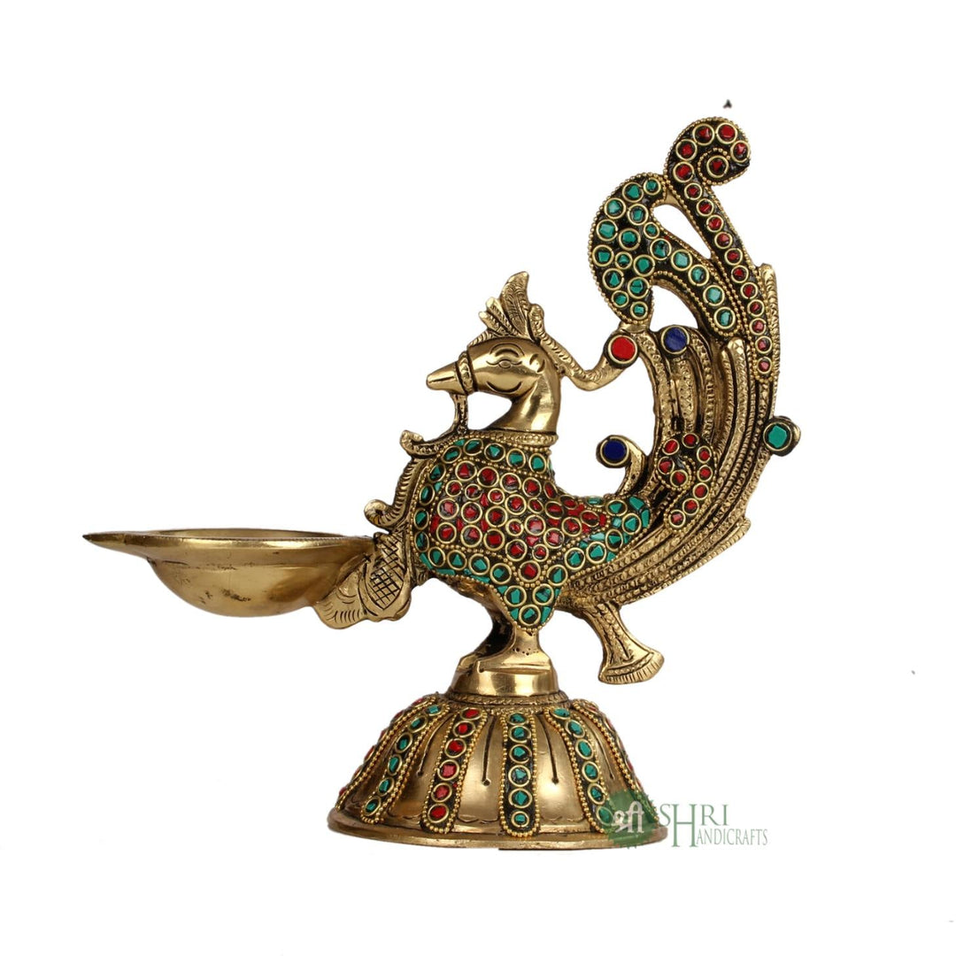 BRASS DEEPAK WITH STONE WORK