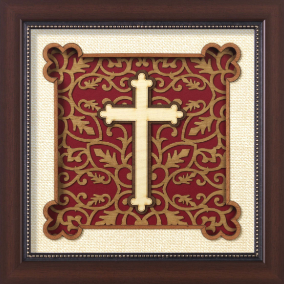 Multilayered Wooden Art Framed Cross 8x8 Inch By Trendia Decor
