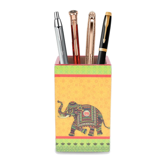 Royal Elephants Printed Pen Stand By Trendia Decor