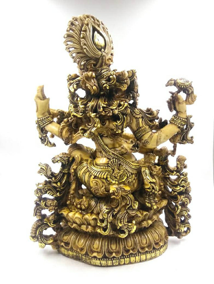 18" SARASWATI SITTING VEENA PAINTING ANTIQUE