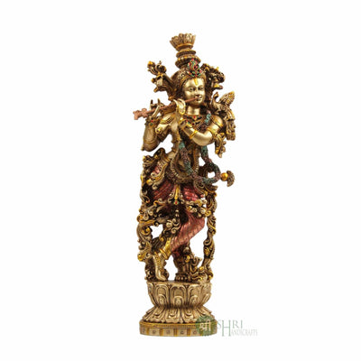 Golden Krishna Statue 15 Inch By Trendia Decor