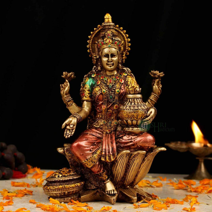 7" GODDESS LAKSHMI METAL FINISH