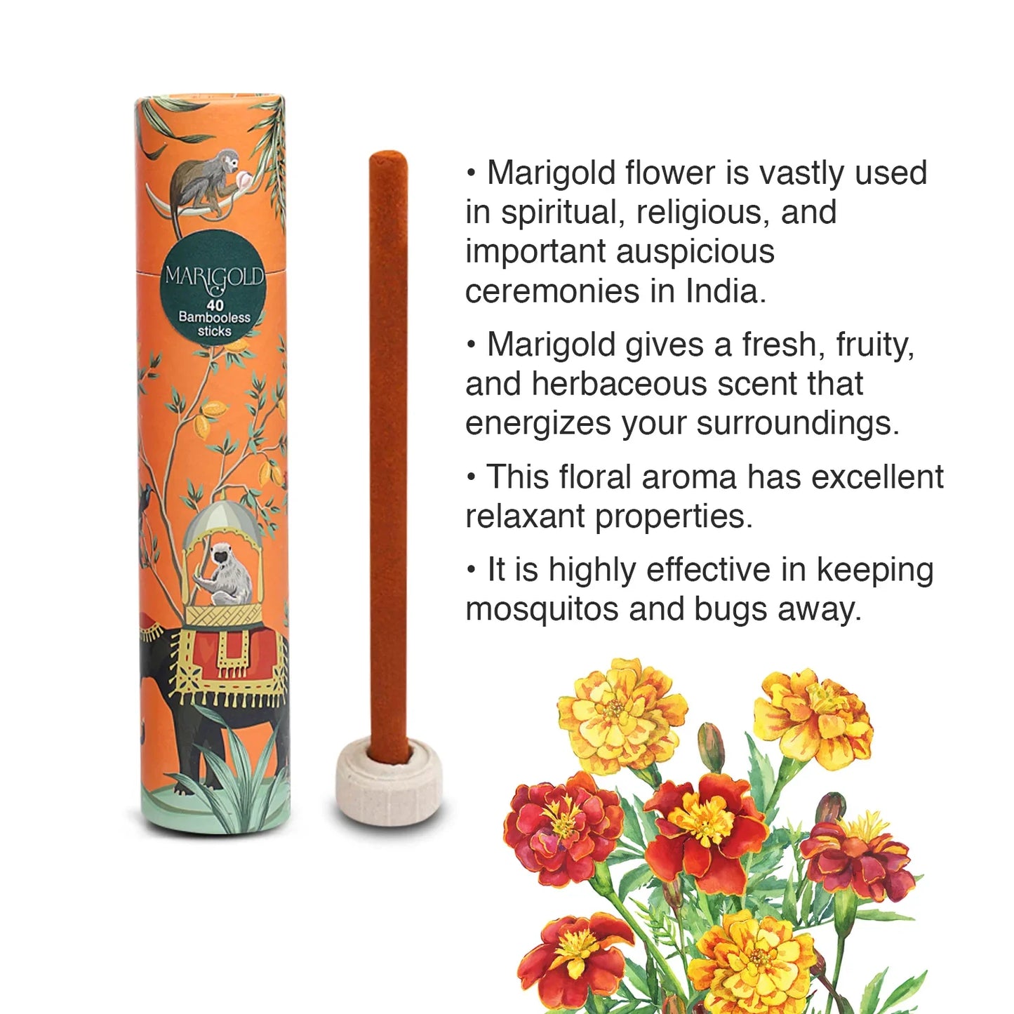 Sacred Life Bamboo Less Incense Marigold - PRISONS OF INDIA