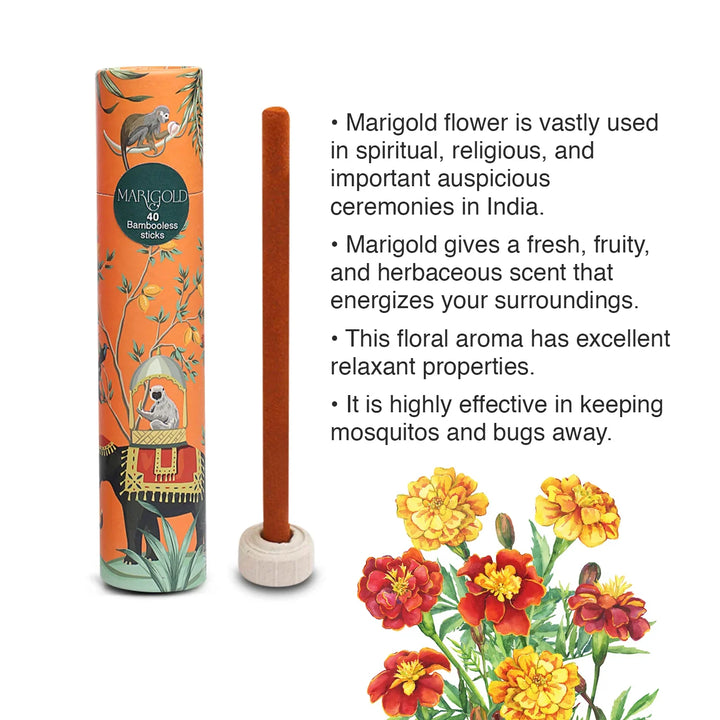 Sacred Life Bamboo Less Incense Marigold - PRISONS OF INDIA