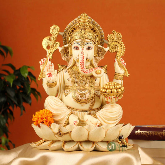 Luxurious Marble Ganesha Idol 6 Inch By Trendia Decor