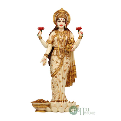 10" GODDESS LAXMI STANDING ON LOTUS GOLD PAINTING