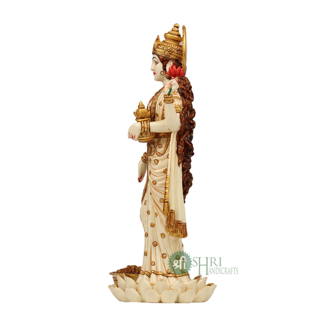 10" GODDESS LAXMI STANDING ON LOTUS GOLD PAINTING