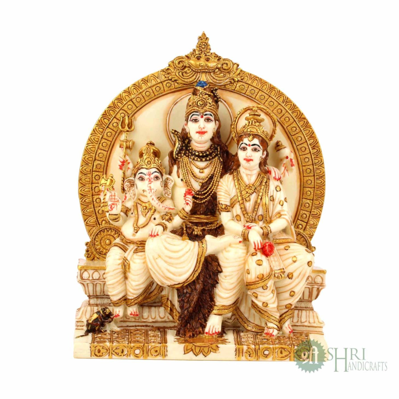 8"- SHIVA PARIWAR WITH PARVATI AND GANESHA WITH FINE GOLD PAINTING