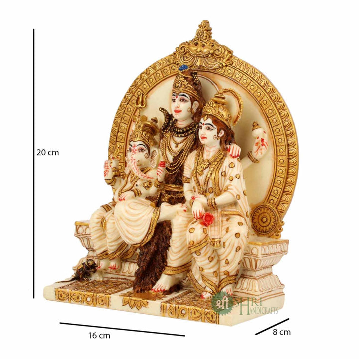 8"- SHIVA PARIWAR WITH PARVATI AND GANESHA WITH FINE GOLD PAINTING