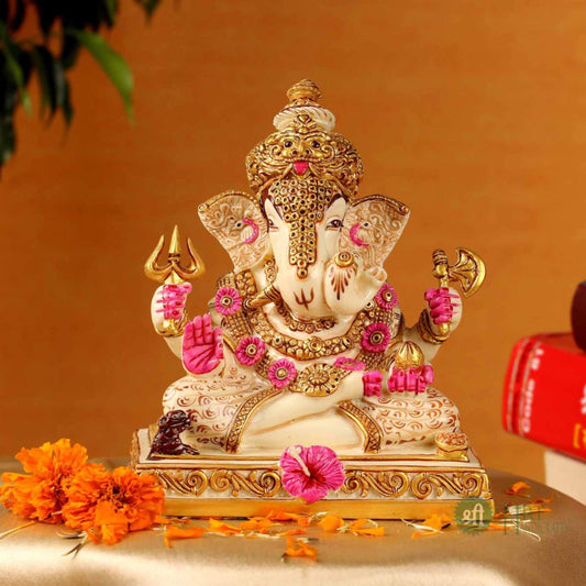 6"- Ganesh 4 hands on pawati fine painting