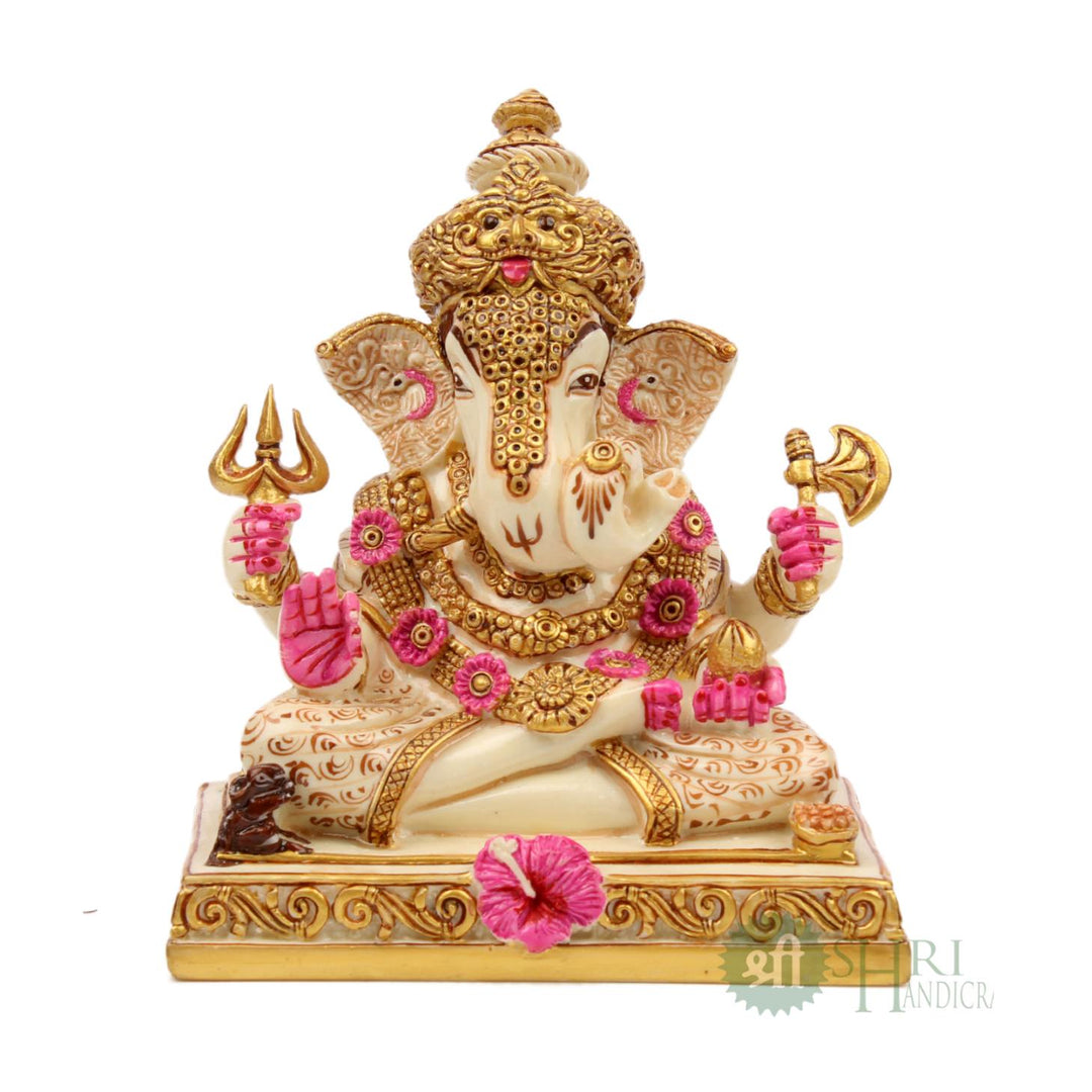 6"- Ganesh 4 hands on pawati fine painting