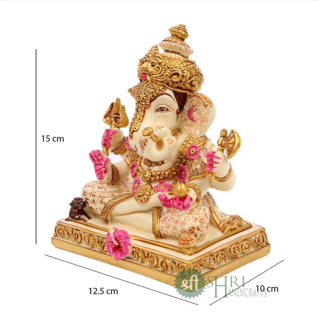 6"- Ganesh 4 hands on pawati fine painting