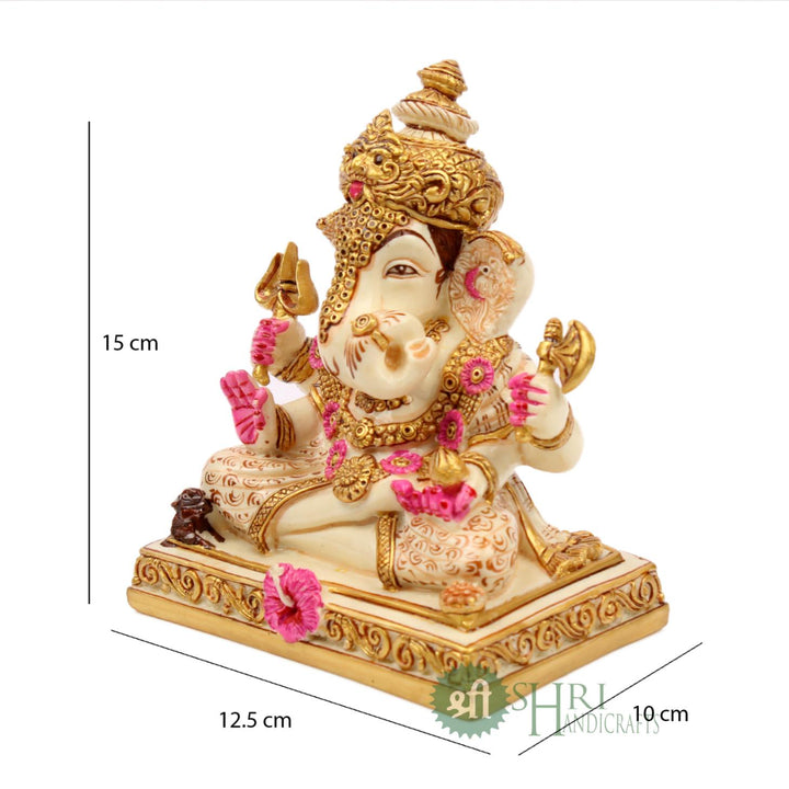 6"- Ganesh 4 hands on pawati fine painting