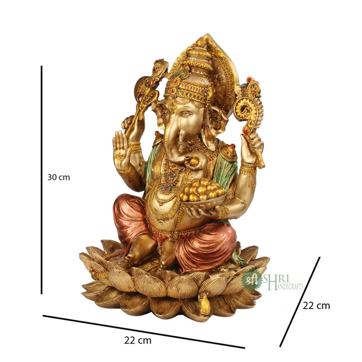 12" LORD GANESHA METAL FINISH