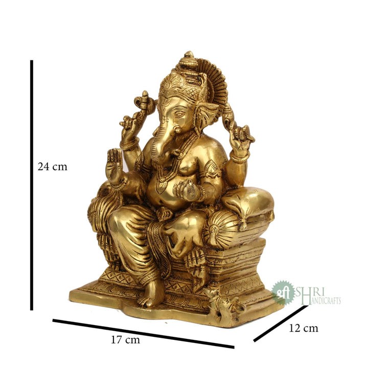 BRASS GANESH SITTING ON CHOKI