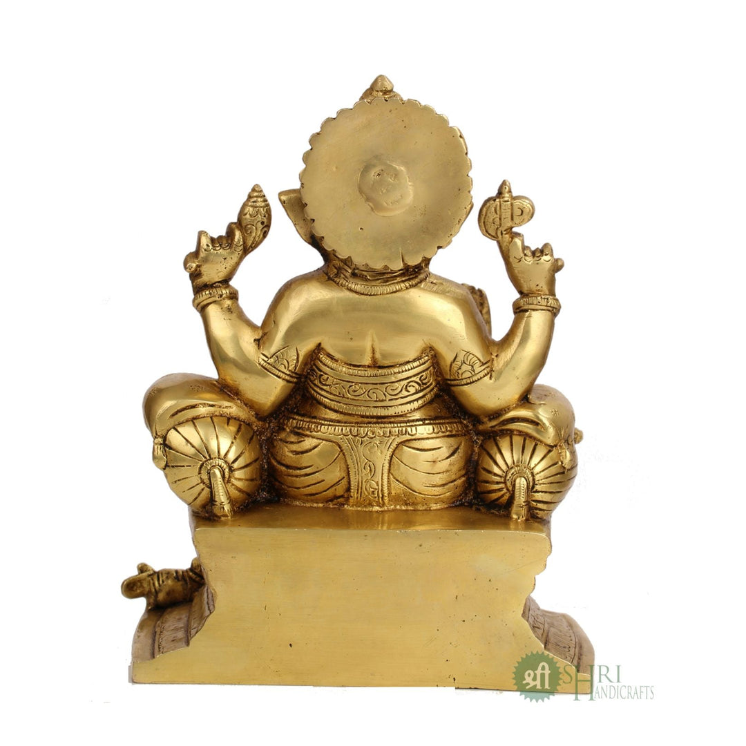 BRASS GANESH SITTING ON CHOKI