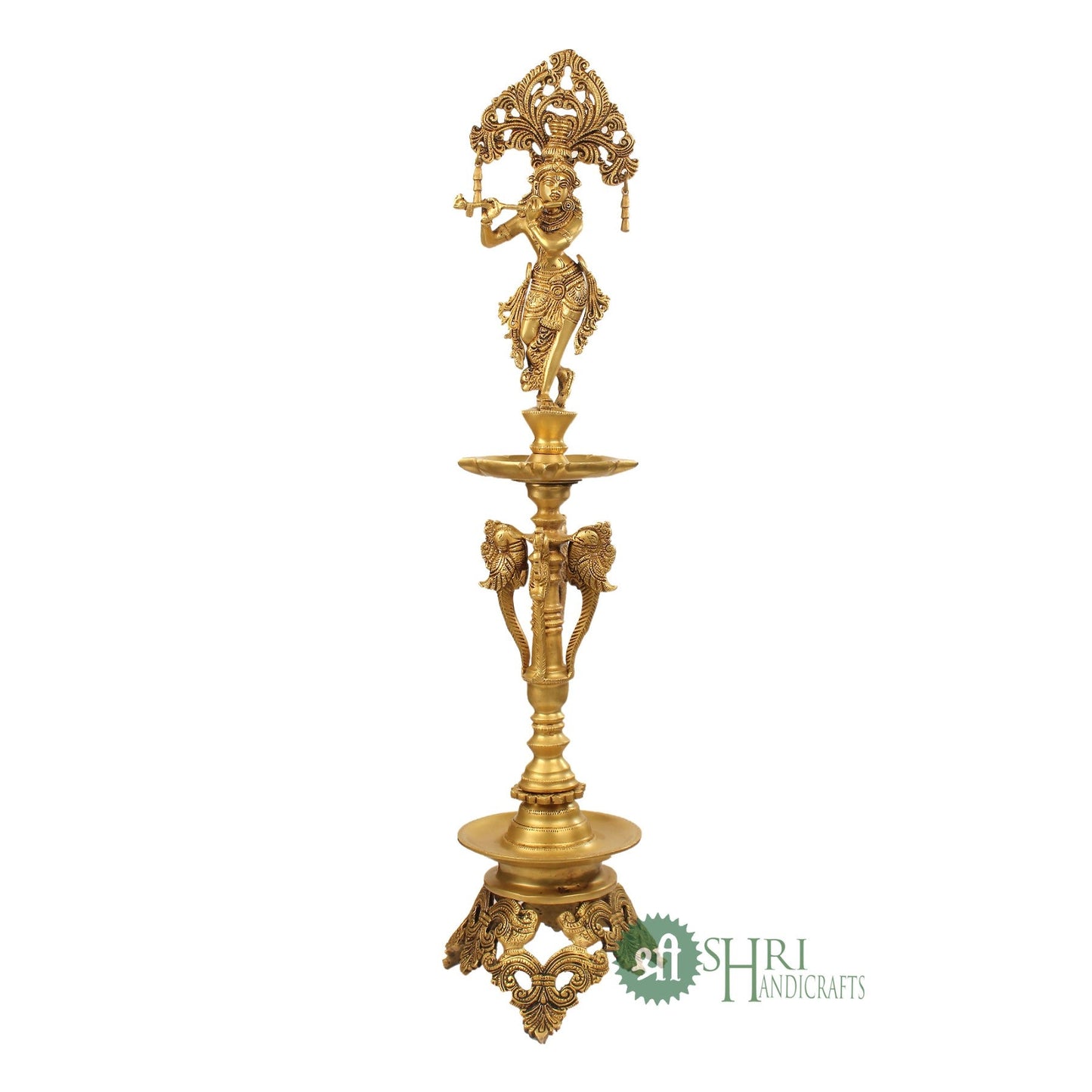 28" BRASS KRISHNA LAMP BRT