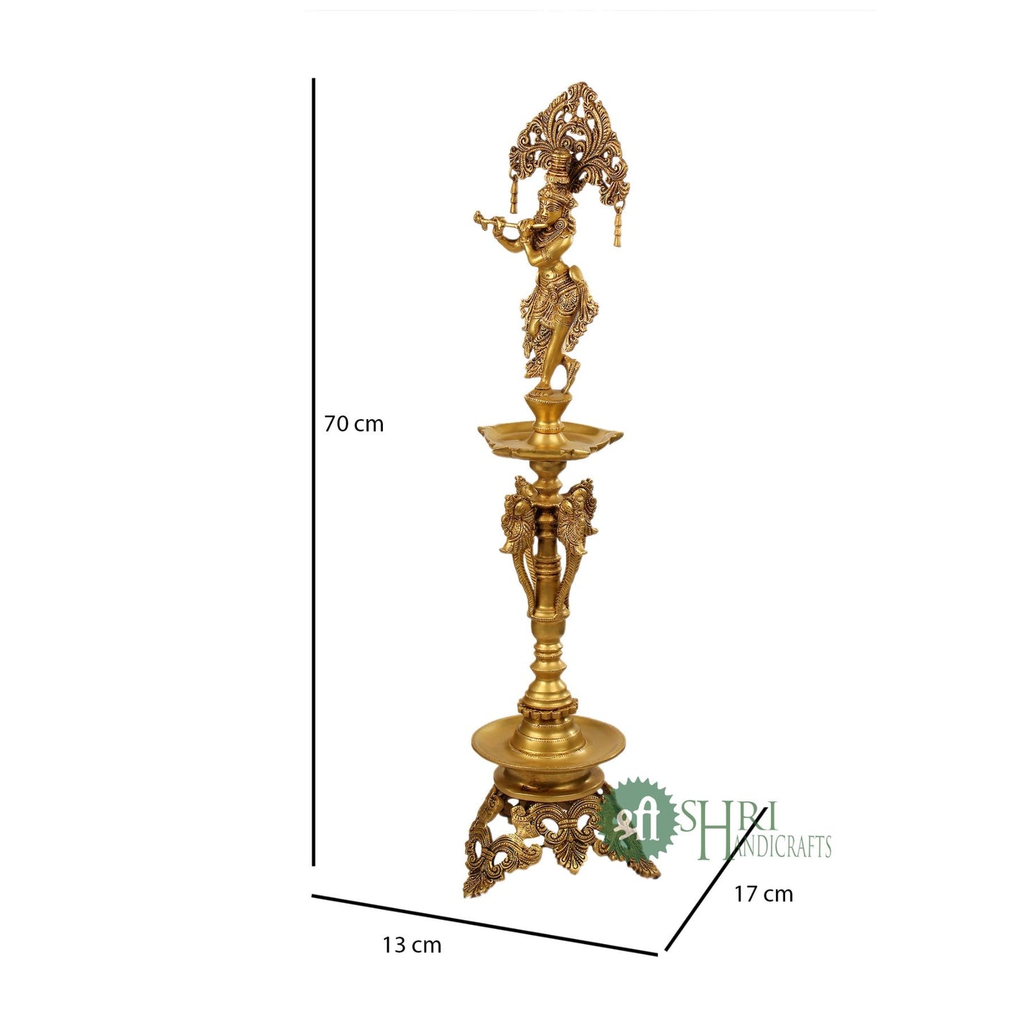 28" BRASS KRISHNA LAMP BRT