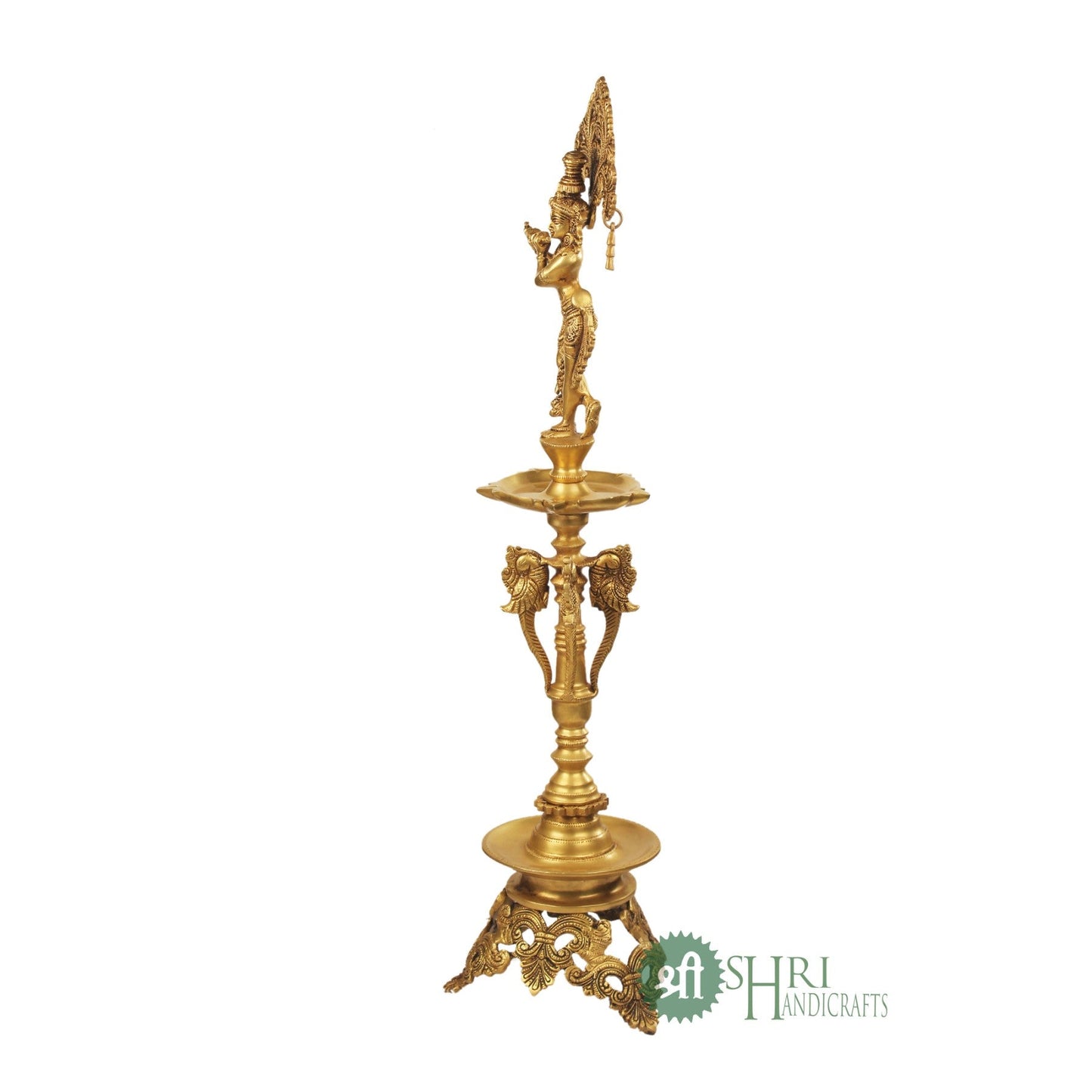 28" BRASS KRISHNA LAMP BRT