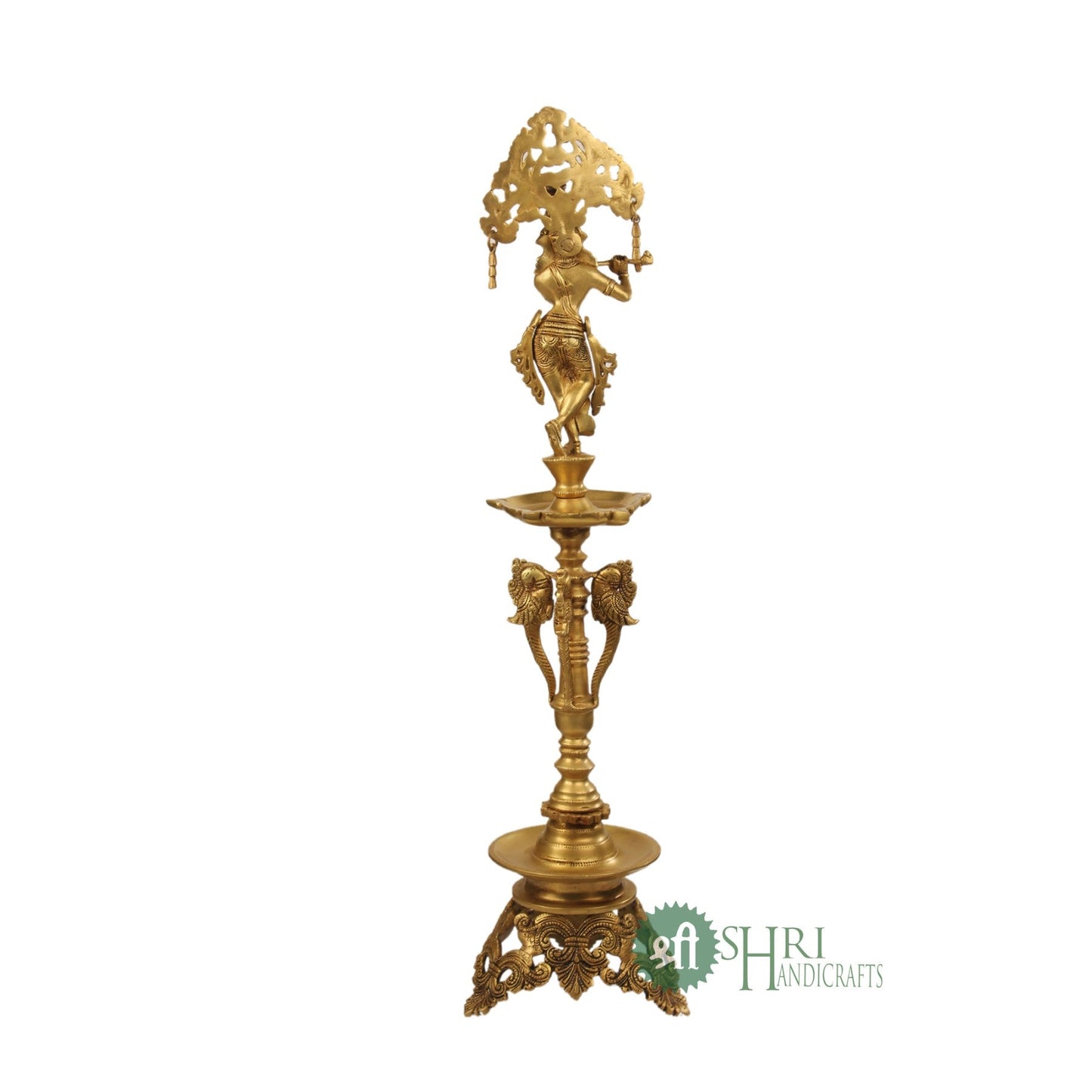 28" BRASS KRISHNA LAMP BRT