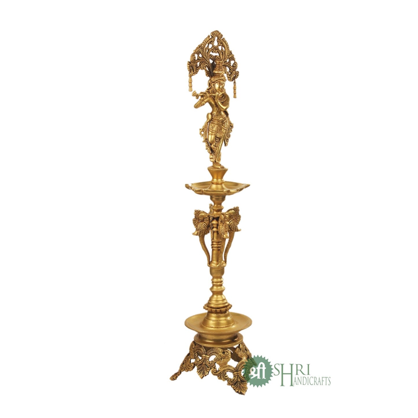 28" BRASS KRISHNA LAMP BRT